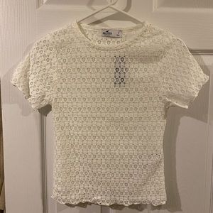 Hollister White Floral Fitted Shirt